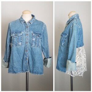 Sea New York denim lace back shirt jacket